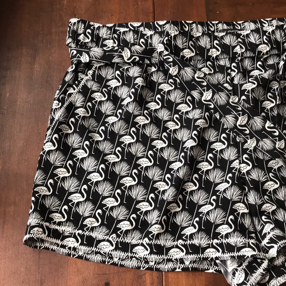 Loft black and white relaxed flamingo shorts